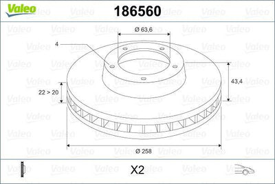 Valeo 186560 Disc Front 99-05 Focus 96-Fiesta 1 Piece