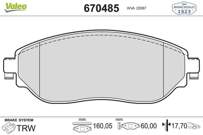 Valeo 670485 Brake Pad Front Traffic III Vivaro III Talento 1.6 R9m Euro 6 2.0 M9r — Brake Pads