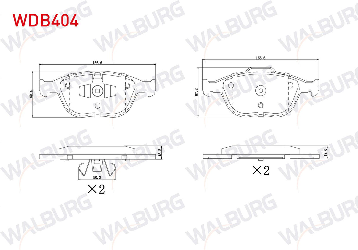 WALBURG WDB404 Brake Pad Front Ford Transit Connect 1.8 TDCi 2002-2013 / Tourneo Connect 1.8 TDCi 2002-2013 / Fo — Brake Pads