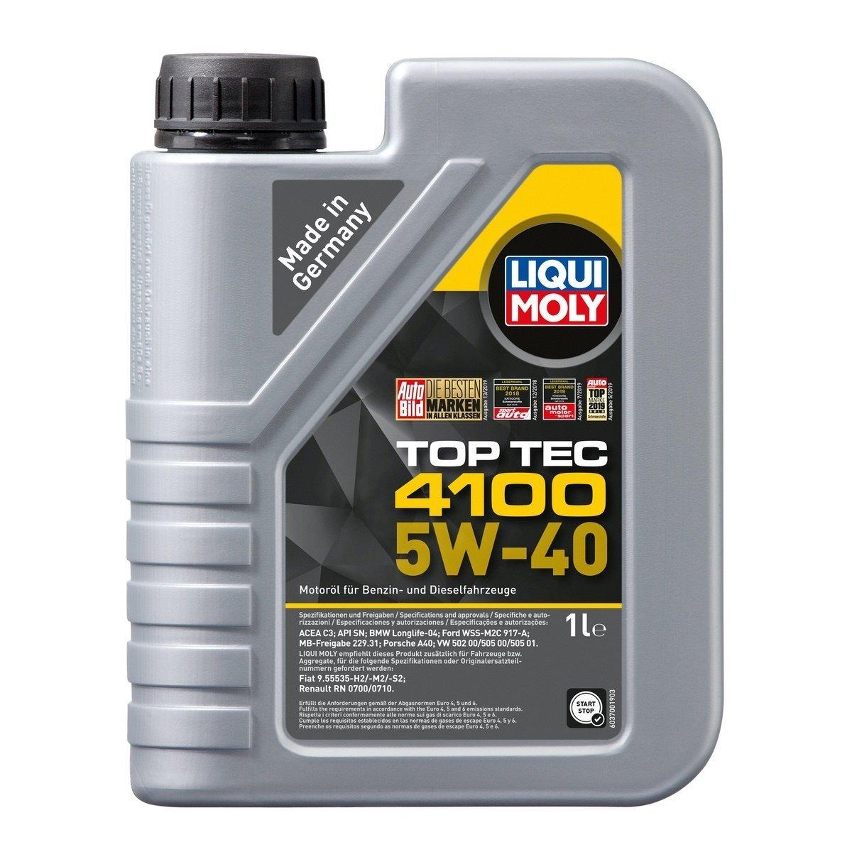 LIQUI MOLY Top Tec 4100 5W-40 Motor Oil - Superior Engine Protection — Fluids & Chemicals