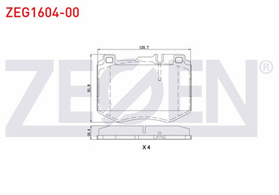 Zegen ZEG1604-00 Brake Pad Front Mercedes C Series (W205) C 250 CGI 2014-/ C 250 Bluetec 2014-/ C 300 Bluetec 20 — Brake Pads