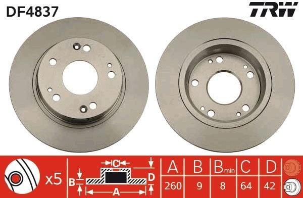 TRW Brake Disc DF4837 for Honda Civic IX and VIII — Brake Rotors & Drums