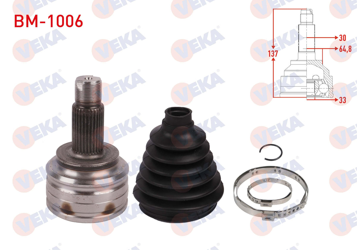 Veka BM-1006 CV Joint Left-Right Front Outer 30X33x64 — Axles, CV Joints & Boots