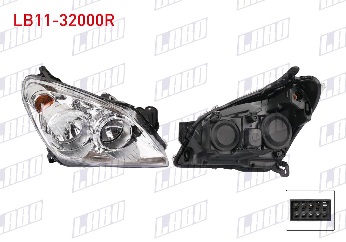 LABO LB11-32000R Headlight Right Electric Motorsuz Opel Astra H 2004-2010 — Headlights