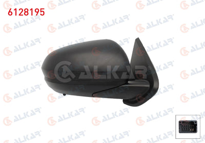 Alkar 6128195 Outer Rear View Mirror Right Electric Heated with Sensor Blind Spot 9 Pin Dacia Duster 2017 — Mirrors