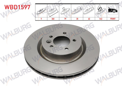 WALBURG WBD1597 Brake Disc Front Air 5 Bjn 360X30x79x62 Land Rover Discovery V 2016-/ Range Rover IV ( — Brake Rotors & Drums