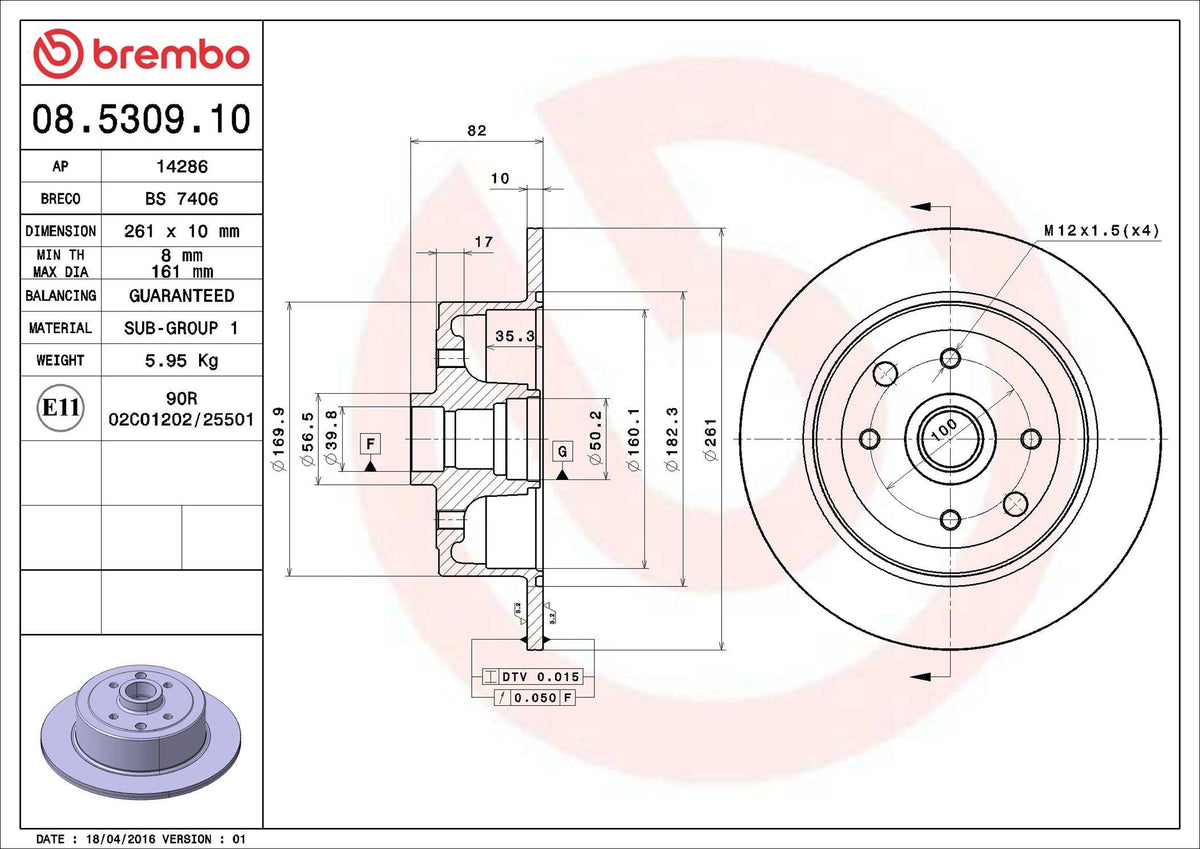 Brembo 08.5309.10 Brake Disc Rear Standard Opel — Brake Rotors & Drums