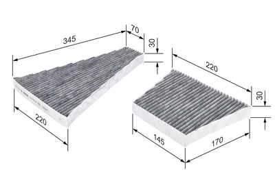 Bosch 1987435506 Cabin Air Filter with Carbon (Vw Phaeton 3.2 4.2 6.0 W12 2002 -) — Air & Cabin Filters