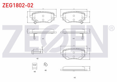 Zegen ZEG1802-02 Brake Pad Rear with Wear Indicator Mercedes X Series (470) X 250 D 2017 — Brake Pads