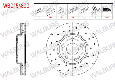 WALBURG WBD1548CD Brake Disc Front Air Coated Performance Drilled Mercedes A Series (W176) A 220 CDI 5 — Brake Rotors & Drums