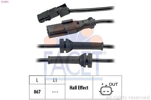facet abs sensor rear for renault megane, front view of facet abs sensor FACET ABS Sensor - Rear for Renault Megane II & Scenic II | 867 mm Cable Length FACET ABS Sensor - Rear for Renault Megane II & Scenic II abs-sensor, renault-megane, scenic, car-parts, automotive, vehicle-safety, facetsensor, mechanics, car-repair, ai-generated