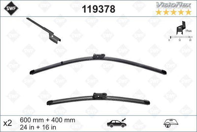 Valeo 119378 Wiper Blade Set 60 + 40Cm 10 > Doblo 09 > C3.Picasso (Fb) — Wipers