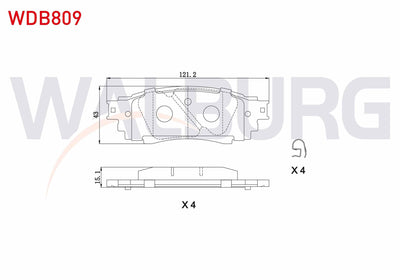 WALBURG WDB809 Brake Pad Rear Toyota C-Hr 1.2 T-1.8 Hybrid 2016-/ Lexus Rx (_L2_) 2.0 T-3.5 T 2015-/ Nx (_Z1_) 2 — Brake Pads