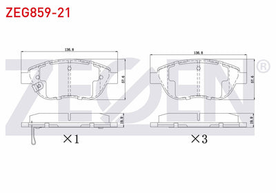 Zegen ZEG859-21 Brake Pad Front with Wear Indicator Opel Corsa D 1.3 CDTi 90 Hp 2006-2014 / Corsa D 1.4 90 Hp 20 — Brake Pads
