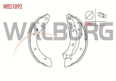 WALBURG WBS1092 Brake Shoe Rear Peugeot Partner (5,5F) 1.9 D with Lever 228 — Brake Cables & Hardware