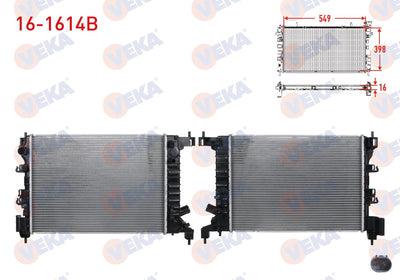 Veka 16-1614B Water Radiator Brazing Chevrolet Aveo (T300) 1.2 16V M-T Ac + /-2011-2014 — Radiators & Fans