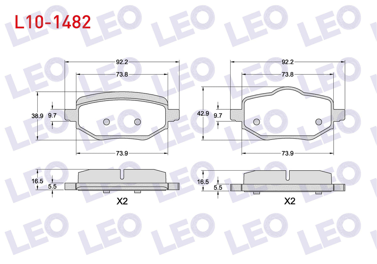 LEO L10-1482 Brake Pad Rear Peugeot 208 II-2008 II-Ds3 Crossback 1.2 Puretech-1.5 BlueHDi 2019-/Opel Corsa F 1.2 — Brake Pads
