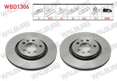 WALBURG WBD1306 Brake Disc Front Air 5 Bjn 279,9X22x65x36 — Brake Rotors & Drums