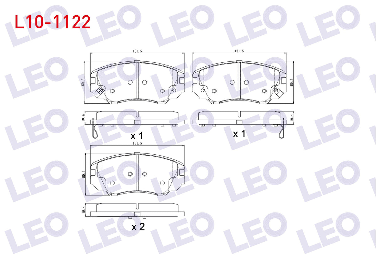 LEO L10-1122 Brake Pad Front with Wear Indicator Opel Insignia 1.6 16 Rim 2008-/ Insignia 1.6 T 2008-/ Insignia 2.0 CDTi 130 Hp 2008