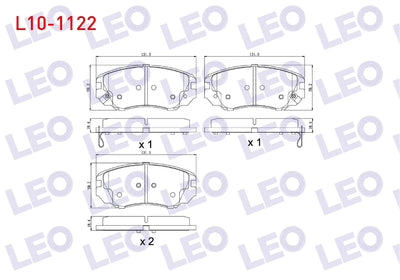 LEO L10-1122 Brake Pad Front with Wear Indicator Opel Insignia 1.6 16 Rim 2008-/ Insignia 1.6 T 2008-/ Insignia 2.0 CDTi 130 Hp 2008