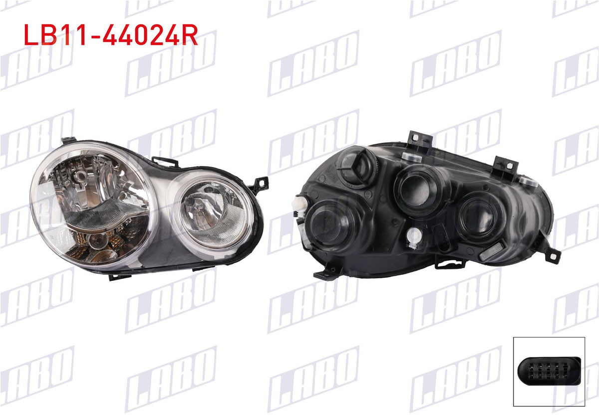 LABO LB11-44024R Headlight Right with Motor Volkswagen Polo (9N_, 9A_) 2002-2005 — Headlights