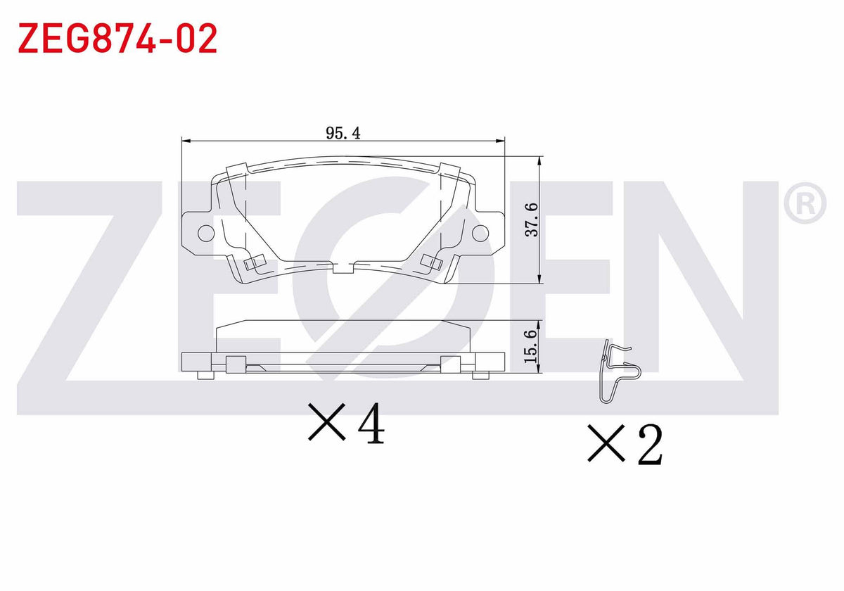 Zegen ZEG874-02 Brake Pad Rear with Wear Indicator Toyota Corolla 1.4 Vvt-I 2002-2007 / Corolla 1.6 Vvt-I 2002-2 — Brake Pads