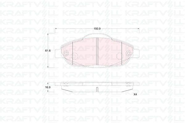Kraftvoll 07010339 Front Brake Pad P308 P3008 1.4 16V / 1.6 16V / 1.6 HDi 09 / 07 > — Brake Pads