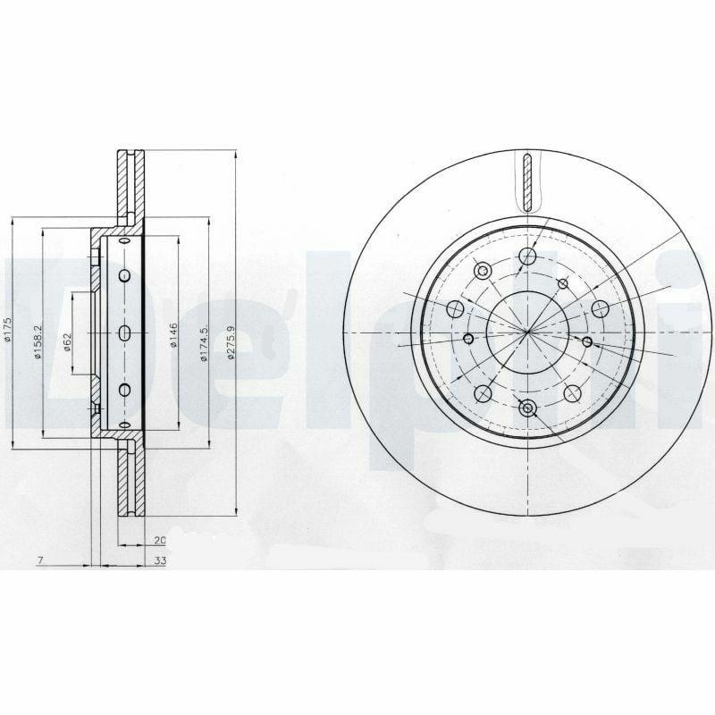 Delphi Brake Disc Front Air For Suzuki Swift 05-12 1.6 — Brake Rotors & Drums