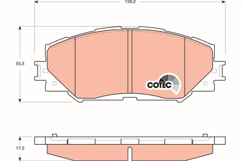 TRW GDB3425 Toyota Auris Corolla 2006-2012 Front Brake Pad - Urban Cruiser Rav4 IV Yaris VVT-i Gasoline 139mm — Brake Pads