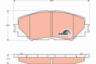 TRW GDB3425 Toyota Auris Corolla 2006-2012 Front Brake Pad - Urban Cruiser Rav4 IV Yaris VVT-i Gasoline 139mm — Brake Pads