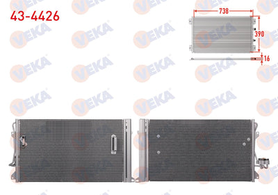 Veka 43-4426 A/C Condenser Volkswagen Touareg (7La,7L6,7L7) 3.2i V6 2002-2010 — Condensers & Evaporators