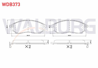 WALBURG WDB373 Brake Pad Front Nissan Pathfinder (R51) 2.5 dCi 4Wd 2005-/ Murano (Z50) 3.5i V6 2005-2008 / Renau — Brake Pads