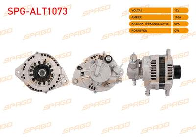 SPAGO SPG-ALT1073 Alternator 12V 100A 6Pk (Alt110) Astra G 00-08-Corsa 00-09-Combo 01-05 (1.7 CDTi Vehi — Starting & Charging