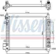 nissens-water-radiator-nissan-sunny-13, close-up-nissens-water-radiator, installed-nissens-water-radiator-nissan-sunny Nissens Water Radiator - Nissan Sunny 13 | Built-In Oil Cooler Nissens Water Radiator for Nissan Sunny 13 water-radiator, nissan-sunny-13, nissens, auto-parts, car-maintenance, mechanics, built-in-oil-cooler, aluminum-fins, plastic-tank, ai-generated