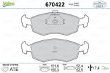 VALEO 670422 Brake Pad Set - Front for Doblo Weekend — Brake Pads