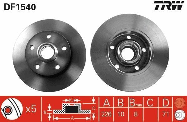 TRW DF1540 Brake Disc - Compatible with Golf III 1.9 TDI, 2.0 GTI & Passat 2.0 — Brake Rotors & Drums