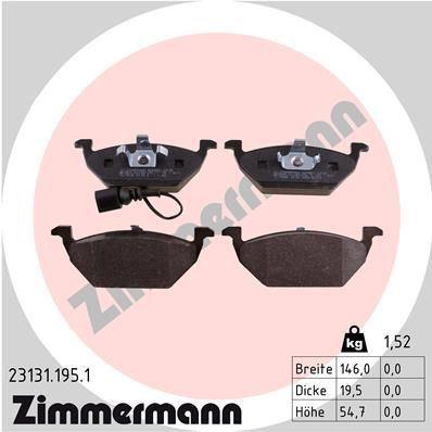 Zimmermann 23131.195.1 Brake Pad Front Polo-Golf 4-Bora-A3 — Brake Pads