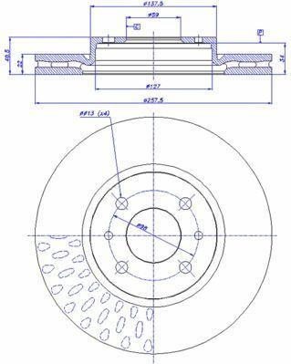 MGA 50582 Brake Disc Front Air 257 mm Fiorino/Bravo II/Doblo/Stilo/500/Panda/Linea | Set of 2