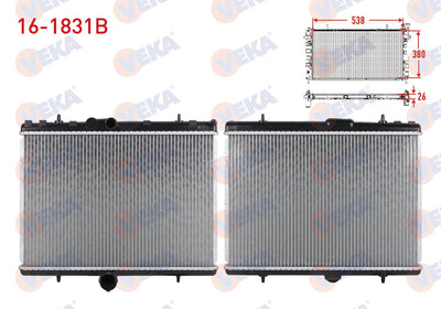 Veka 16-1831B Water Radiator Brazing Fiat Scudo (270) 1.6 Mjt M-T Ac + /-2007 — Radiators & Fans