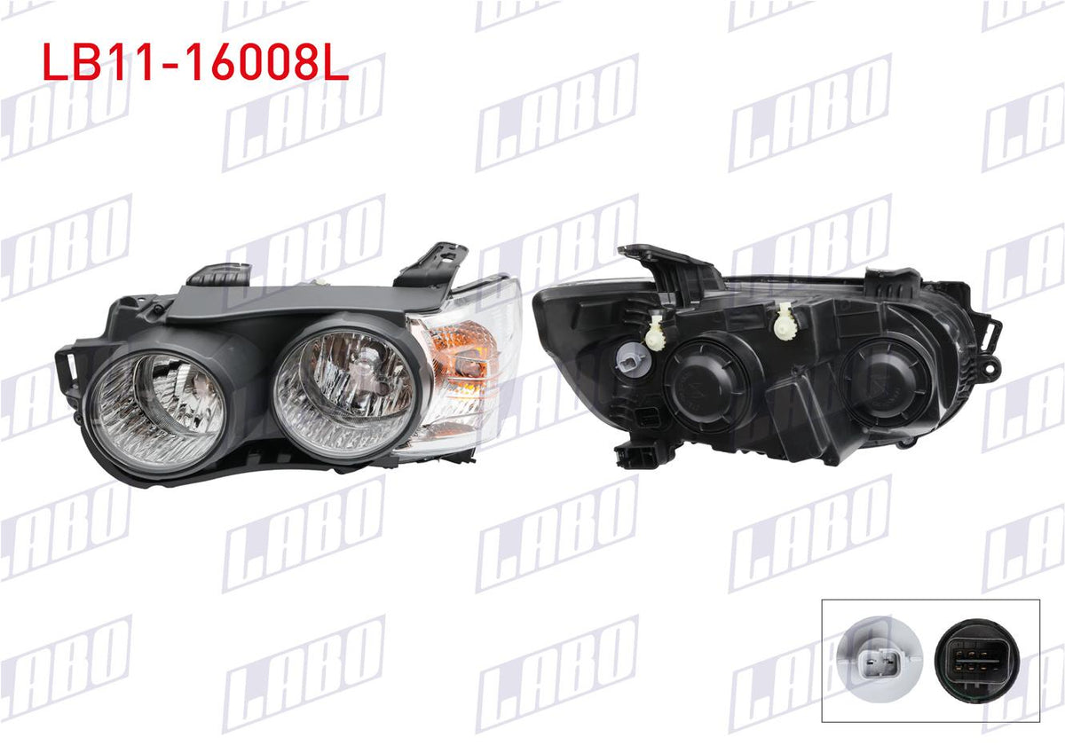 LABO LB11-16008L Headlight Left Black with Ring Chevrolet Aveo (T300) 2011 — Headlights