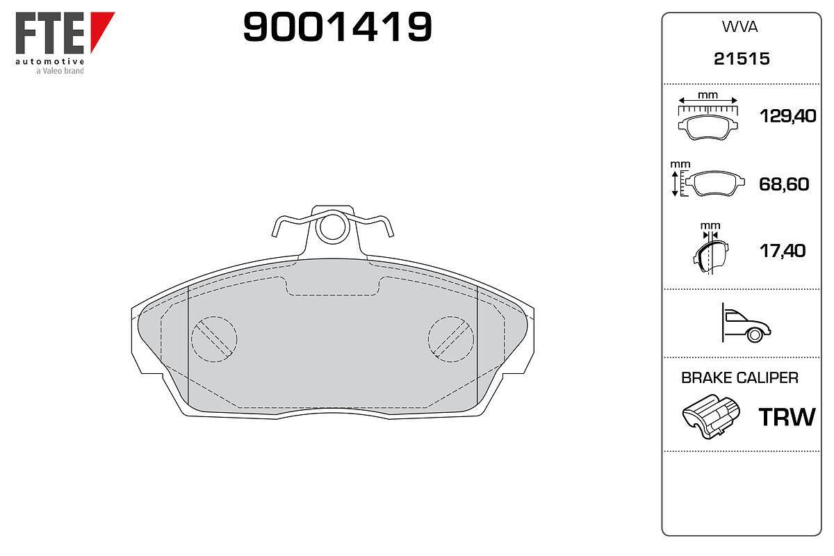 Fte 9001419 Front Brake Pad Honda Civic 2001 2006 Euro Civic 1996 1999 Rover 200 400 1996 2000 Tata Gazelle 94 — Brake Pads