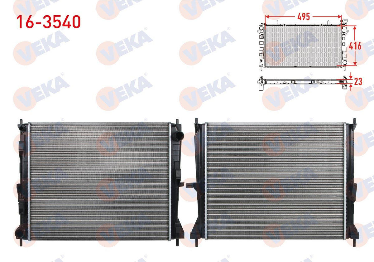Veka 16-3540 Su Radiator Mechanical Renault Clio III (Br0 / 1,Cr0 / 1) 1.5 dCi A-T / M-T 2005-2012 — Radiators & Fans