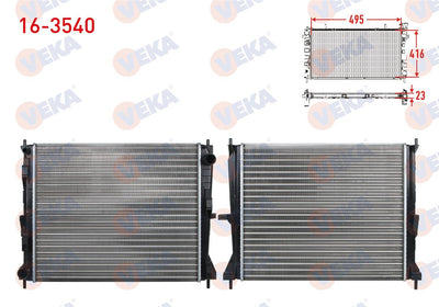 Veka 16-3540 Water Radiator Mechanical Renault Clio III (Br0 / 1,Cr0 / 1) 1.5 dCi A-T / M-T 2005-2012 — Radiators & Fans