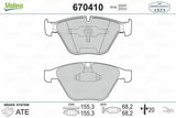 VALEO 670410 Brake Pad Set - Front Brake Pads for 7S-E65-E66