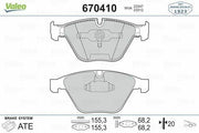 vale0 670410 brake pad front view, vale0 670410 brake pad specifications VALEO 670410 Brake Pad Set - Front Brake Pads for 7S-E65-E66 | Tech Specs Included VALEO 670410 Brake Pad Set - Front Brake Pads for 7S-E65-E66 valeo, brake-pads, front-brake-pads, car-parts, automotive, mechanics, car-maintenance, braking-system, oe-replacement, ai-generated