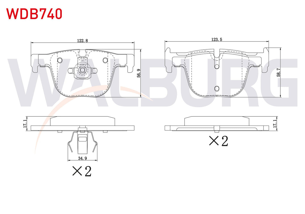 WALBURG WDB740 Brake Pad Rear BMW 3 Series (F30) 335 i 2011 — Brake Pads