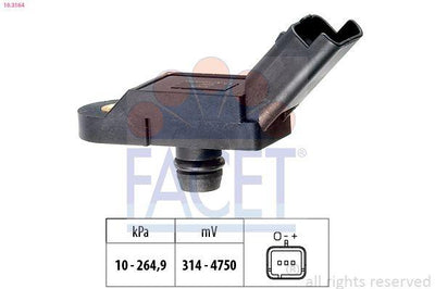 Facet 103164 Pressure Sensor Peugeot 207/308/508/3008/5008 1.6 16V 07- — Vehicle Sensors & Switches