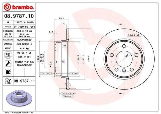 BREMBO Brake Disc Rear Coated for BMW E81 E87 116I 118D 118I - 2 Pack — Brake Rotors & Drums