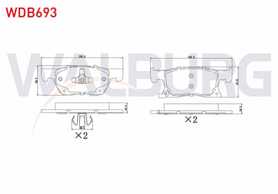 WALBURG WDB693 Brake Pad Front with Wear Indicator Opel Astra K 1.6 CDTi 15 Rim 2015-/ Astra K 1.4i Turbo 15 Rim 2015