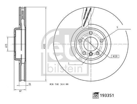 FEBI Front Brake Disc - Compatible with BMW X5 (E70) X5 (F15) X6 (E71) X6 (F16) — Brake Rotors & Drums